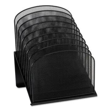 Onyx Mesh Desk Organizer with Tiered Sections, 8 Sections, Letter to Legal Size Files, 11.75" x 10.7