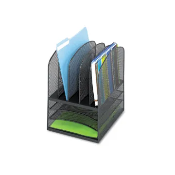 Onyx Mesh Desk Organizer with Five Vertical and Three Horizontal Sections, Letter Size Files, 11.5"