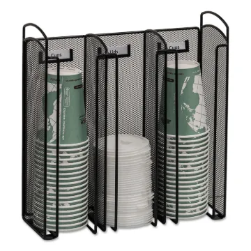 Onyx Breakroom Organizers, 3Compartments, 12.75x4.5x13.25, Steel Mesh, Black