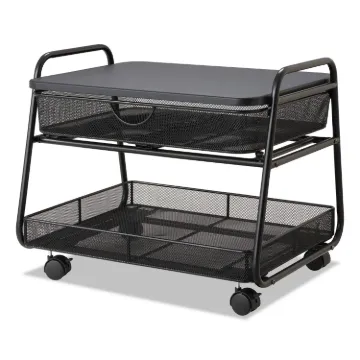 Onyx Under Desk Machine Stand, 2 Shelves, 21w x 16d x 17.5h, Black, 100-lb Capacity