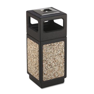 Canmeleon Ash/Trash Receptacle, Square, Aggregate/Polyethylene, 15 gal, Black