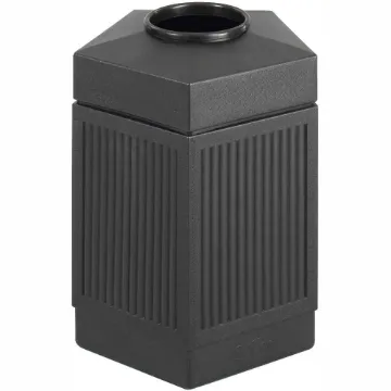 Canmeleon Indoor/Outdoor Receptacle, Pentagon, Polyethylene, 45 gal, Black