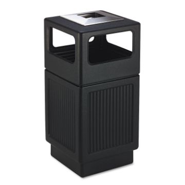 Canmeleon Ash/Trash Receptacle, Square, Polyethylene, 38 gal, Textured Black