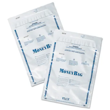Tamper-Evident Deposit Bags, 9 x 12, Plastic, White, 100 per Pack