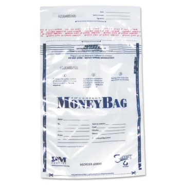 Tamper-Evident Deposit Bags, 9 x 12, Plastic, Clear, 100 per Pack