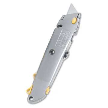 Quick-Change Utility Knife with Retractable Blade and Twine Cutter, Gray