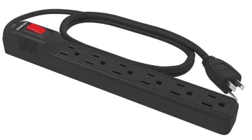 30007 PowerMax 6 Black 6-Outlet Power Strip  with 3' Cord AWG 14/3 SJT