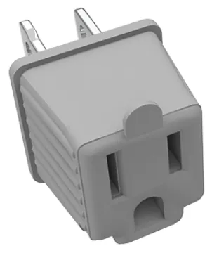 30397 2 Pack 3-to-2 Gray Adapter, Converts Polarized Plug Into Single Outlet Grounded Plug
