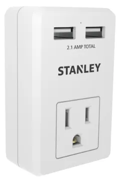 30405 PlugMax USB Single Grounded Adapter with Two 2.1A USB Charging Ports
