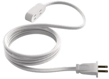 31061-2 White 6' (1.83m) 3-Outlet Polarized Indoor Extension Cord