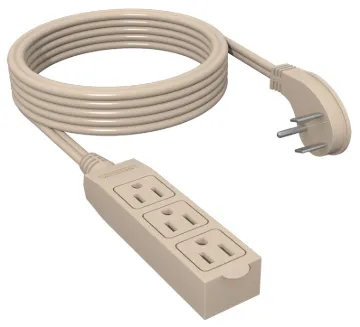 31125 CordMax-9 9' (2.7m) 3-Outlet Indoor Grounded ABS Banana Tap w/Flat Cord and Right Angle Plug