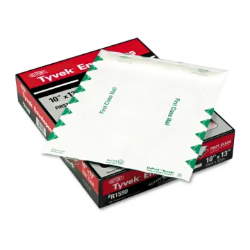 Tyvek USPS First Class Mailer, Side Seam, 10 x 13, White, 100/Box, Total 500 EA