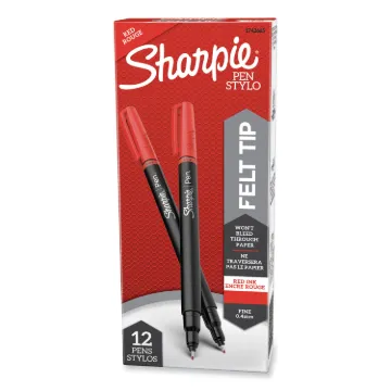 Plastic Point Stick Water Resistant Pen, Red Ink, Fine, Dozen (MINIMUM ORDER QUANTITY IS 12 DZ OR 1