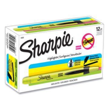 Retractable Highlighters, Chisel Tip, Fluorescent Yellow, Dozen