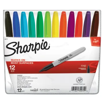 Fine Tip Permanent Marker, Assorted Colors, 12/Set (MINIMUM ORDER QUANTITY IS 1 CT OR 12 ST)