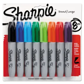 Chisel Tip Permanent Marker, Medium, Assorted Colors, 8/Set