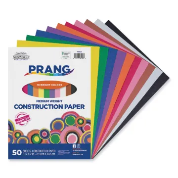 Construction Paper, 58lb, 9 x 12, Assorted, 50/Pack