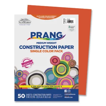 Construction Paper, 58lb, 9 x 12, Orange, 50/Pack