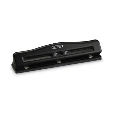 11-Sheet Commercial Adjustable Three-Hole Punch, 9/32" Holes, Black