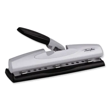 12-Sheet LightTouch Desktop Two-to-Three-Hole Punch, 9/32" Holes, Black/Silver