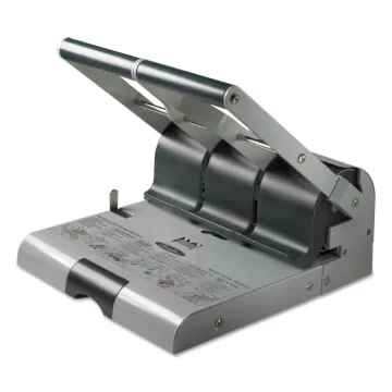 160-Sheet Antimicrobial Protected Adjustable Punch, 9/32" Holes, Putty/Gray