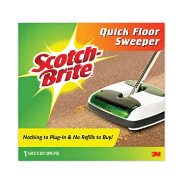 Quick Floor Sweeper, Rubber Bristles, 42" Aluminum Handle, White