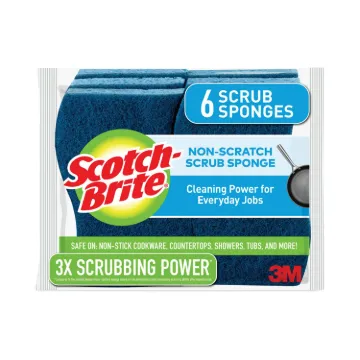 Non-Scratch Multi-Purpose Scrub Sponge, 4 2/5 x 2 3/5, Blue, 6/Pack
