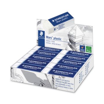 Mars Eraser, Rectangular, Large, White, Vinyl, 20/Box