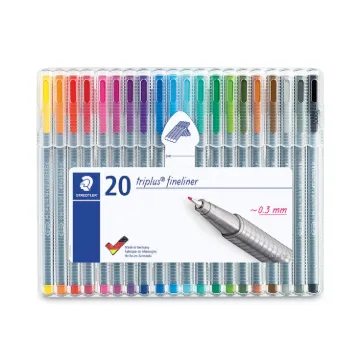 Triplus Fineliner Stick Porous Point Pen, Extra-Fine Needle Tip, 0.3mm, Assorted Ink, Silver Barrel,