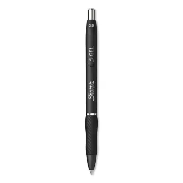 S-Gel Retractable Gel Pen, Fine 0.5 mm, Black Ink, Black Barrel, Dozen