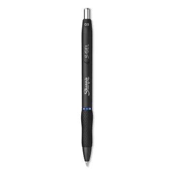 S-Gel Retractable Gel Pen, Fine 0.5 mm, Blue Ink, Black Barrel, Dozen
