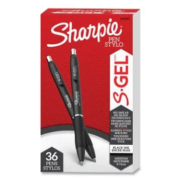 S-Gel Retractable Gel Pen, Medium 0.7 mm, Black Ink, Black Barrel, 36/Pack