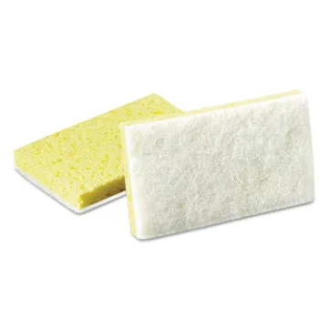 Light-Duty Scrubbing Sponge, #63, 3.5 x 5.63, Yellow/White, 20/Carton