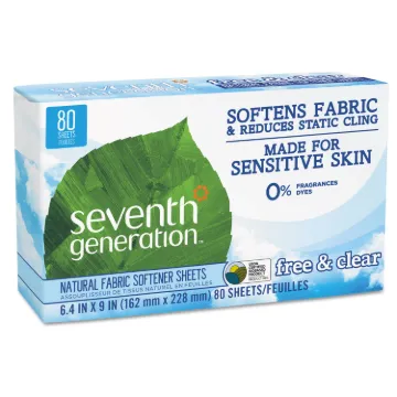 Natural Fabric Softener Sheets, Free and Clear, 80/Box, 12 Box/Carton