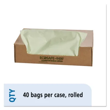 EcoSafe-6400 Bags, 48 gal, 0.85 mil, 42" x 48", Green, 40/Box