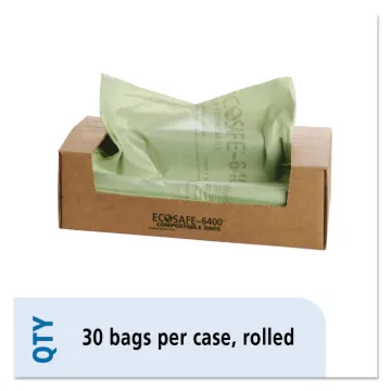 EcoSafe-6400 Bags, 64 gal, 0.85 mil, 48" x 60", Green, 30/Box