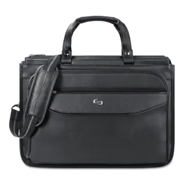 Harrison Briefcase, 16.75" x 7.75" x 12", Vinyl, Black