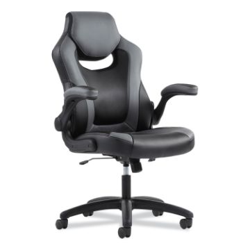 9-One-One High-Back Racing Style Chair with Flip-Up Arms, Supports up to 225 lbs., Black Seat/Gray B