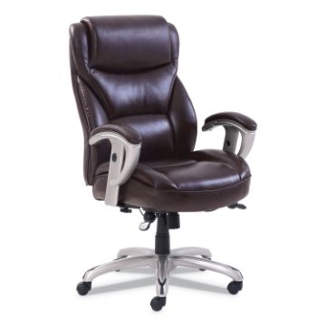 Emerson Big and Tall Task Chair, Supports up to 400 lbs., Brown Seat/Brown Back, Silver Base