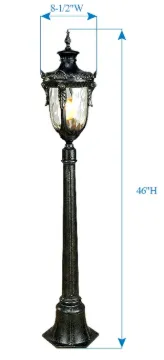 Outdoor Post Light Antique Bronze Champagne Water Glass, 8.5" x 8.5" x 46"