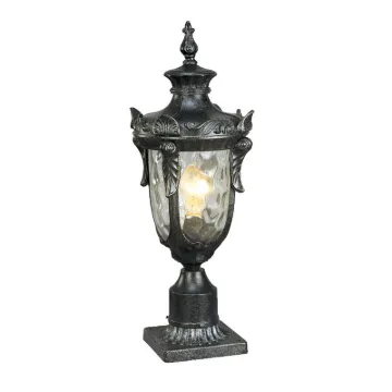 Outdoor Pillar Light Antigue Bronze, Champagne Water Glass, 8.5" x 8.5" x 22"