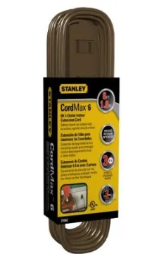 31062-2 Brown 6' 3-Outlet Indoor Polarized Extension Cord