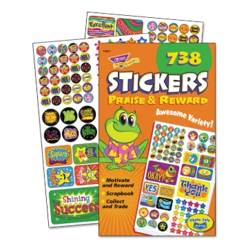 Sticker Assortment Pack, Frogs, Starts, Thank You!, Assorted Colors, 738/Pad