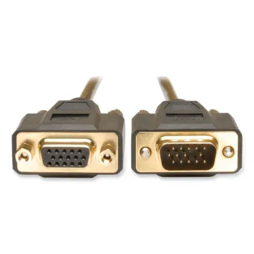 VGA Monitor Extension Cable, 640 x 480 (HD15 M/F), 10 ft., Black