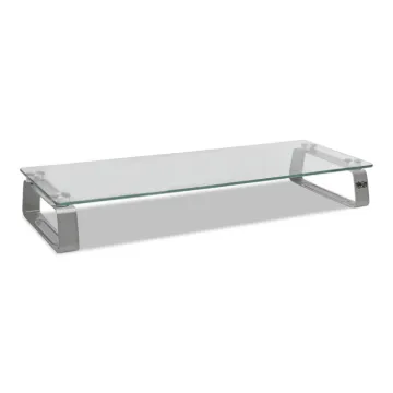 Universal Glass-Top Monitor Riser, 22" x 8" x 3", Clear, Supports 3.9 lbs