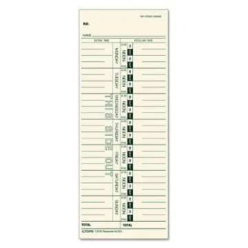 TOPS Named Days Time Cards