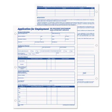 Employee Application Form, 8 3/8 x 11, 50/Pad, 2/Pack