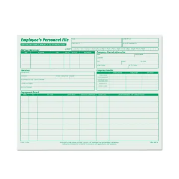 TOPS Employee Record File Folders