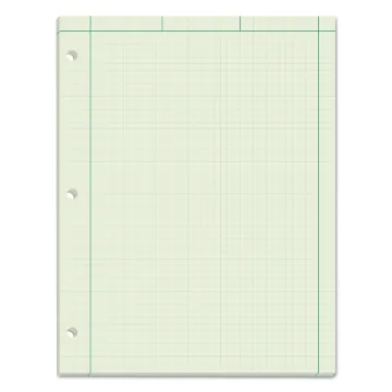 Engineering Computation Pads, 5 sq/in Quadrille Rule, 8.5 x 11, Green Tint, 100 Sheets