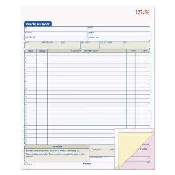 Purchase Order Book, 8 3/8 x 10 3/16, Three-Part Carbonless, 50 Sets/Book